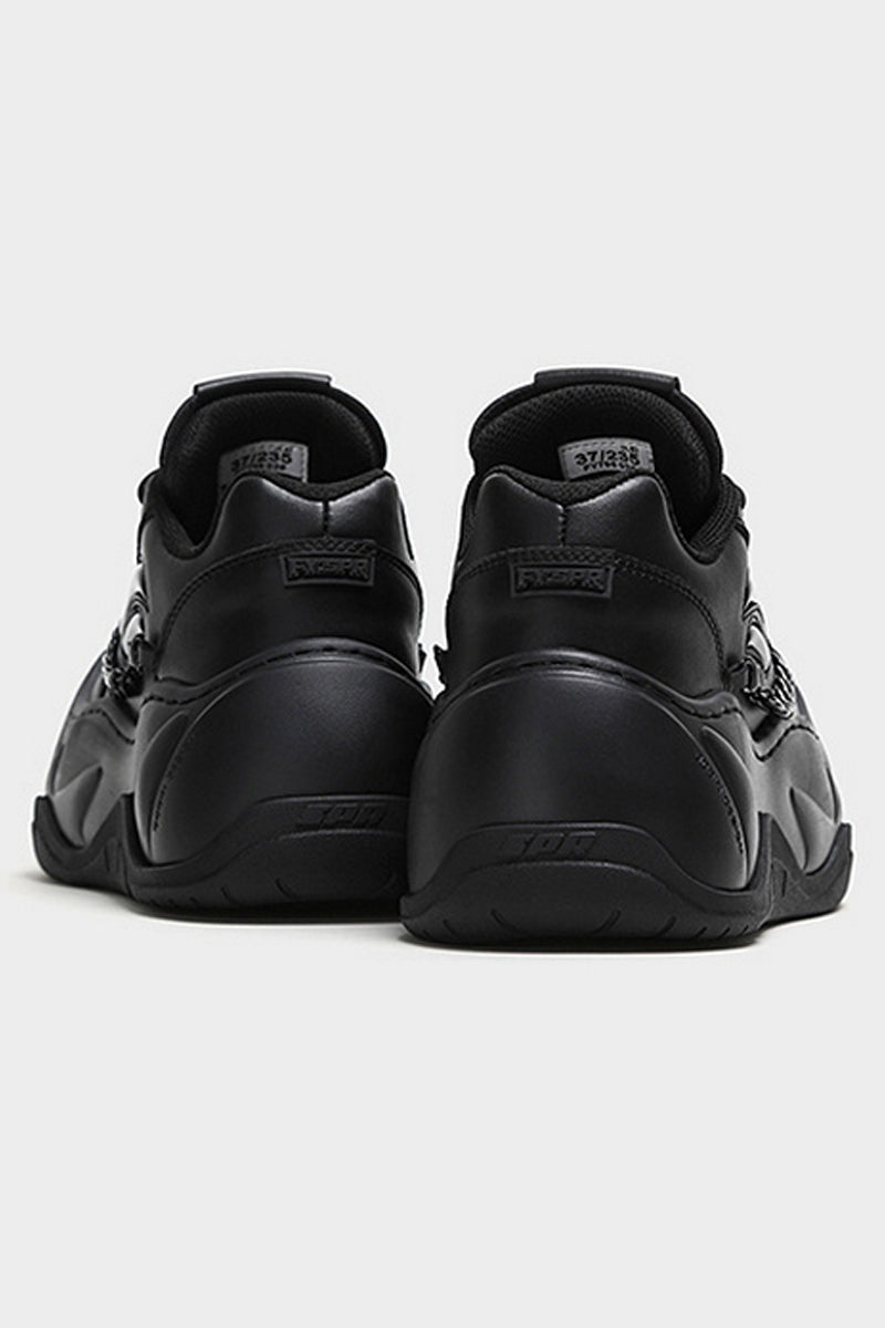 All Black Chain Platform Wave Sneakers