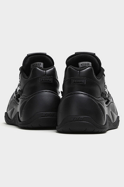 All Black Chain Platform Wave Sneakers