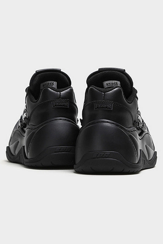 All Black Chain Platform Wave Sneakers