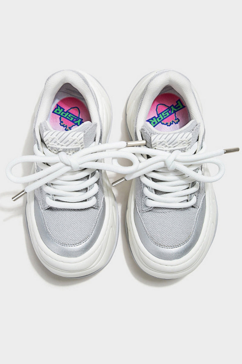 Chunky Platform Silver Sneakers