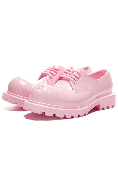 Pink Platform Derby Shoes with Lug Sole
