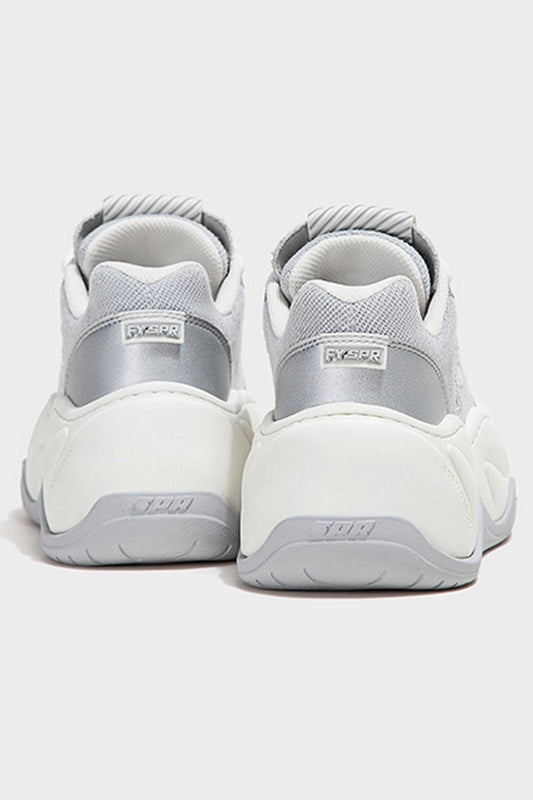 Silver Mesh Platform Wave Chunky Sneakers