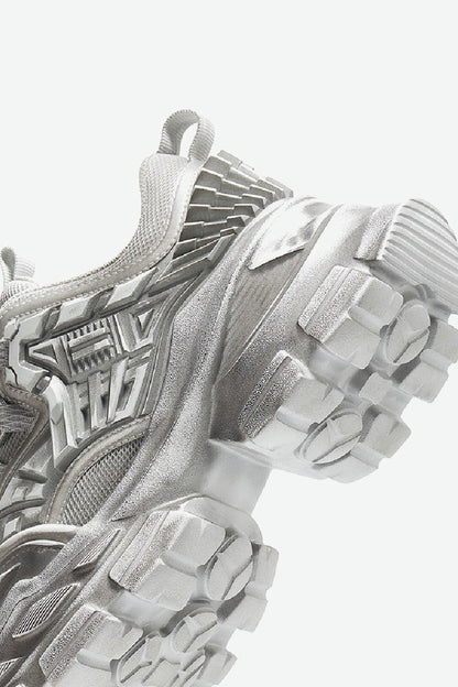 Triple Grey Metallic Platform Running Sneakers