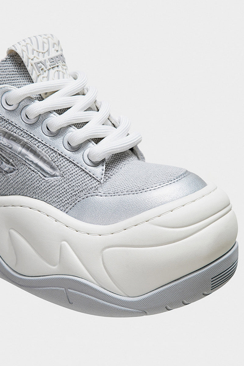 Chunky Platform Silver Sneakers