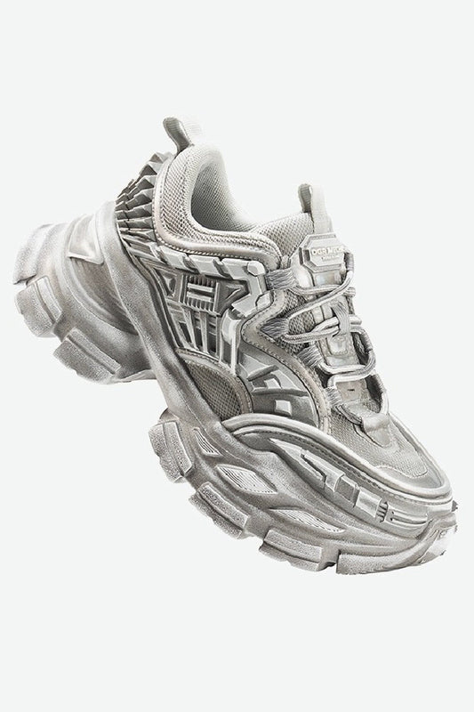 Triple Grey Metallic Platform Running Sneakers