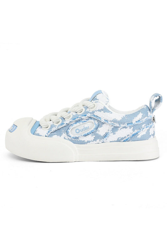 Sky Blue Canvas Chunky Sneakers
