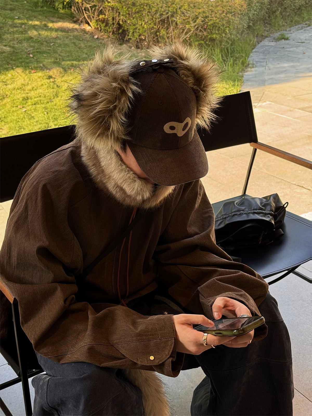 RELABEL Faux-Fur Earflaps Corduroy Cap