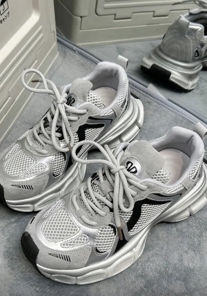 Metallic Mesh Sculpted-Sole Runner Sneakers