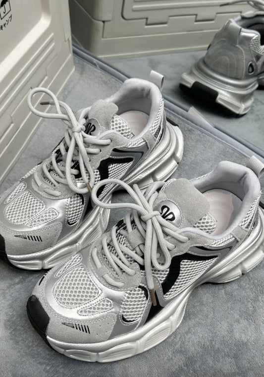 Metallic Mesh Sculpted-Sole Runner Sneakers