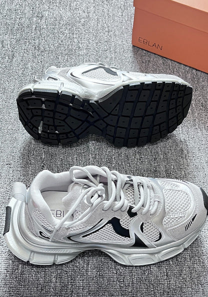 Metallic Mesh Sculpted-Sole Runner Sneakers