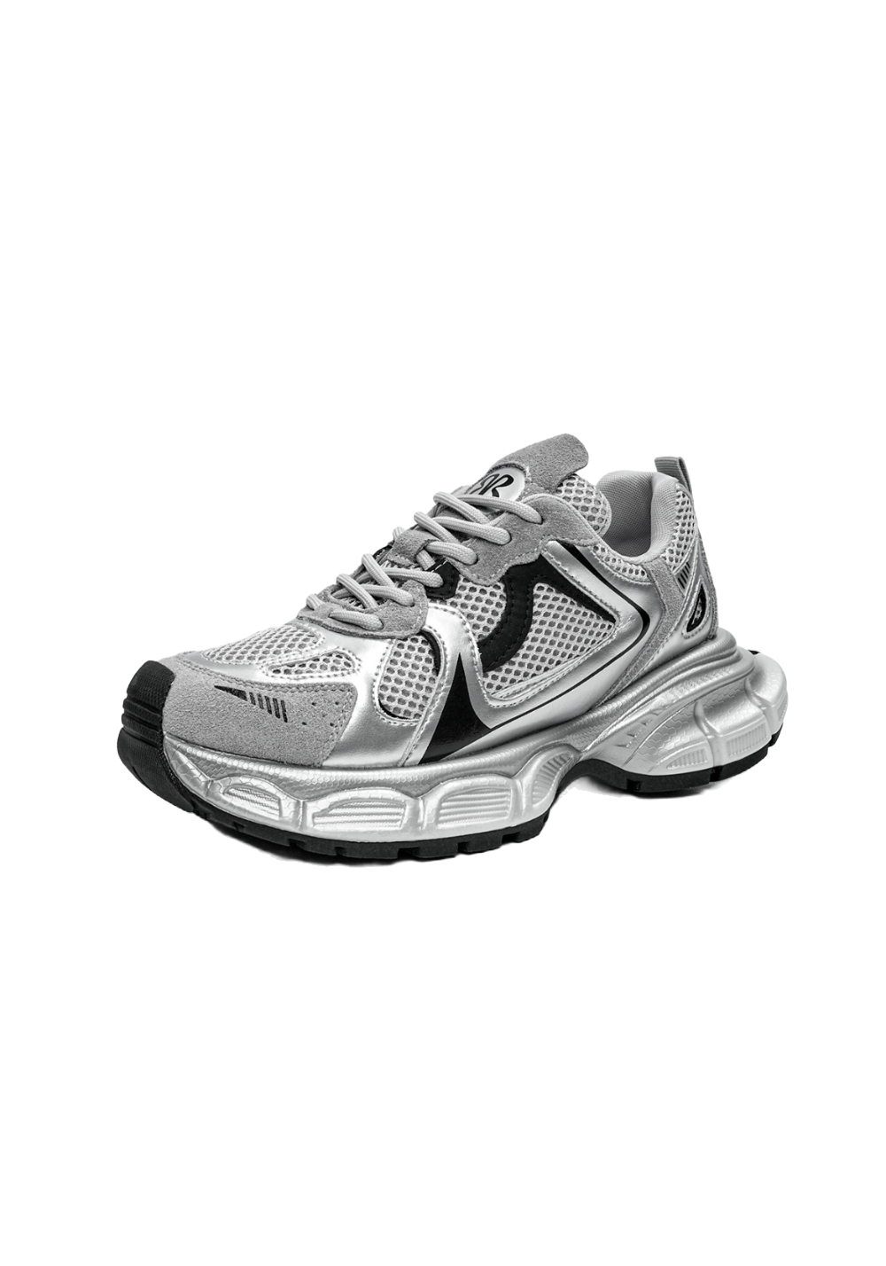 Metallic Mesh Sculpted-Sole Runner Sneakers