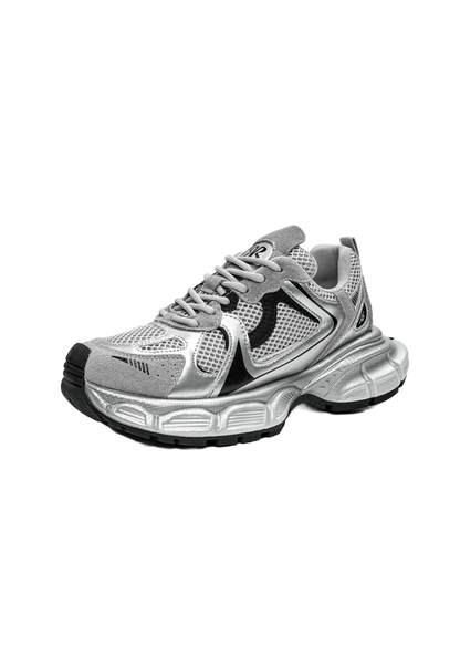 Metallic Mesh Sculpted-Sole Runner Sneakers