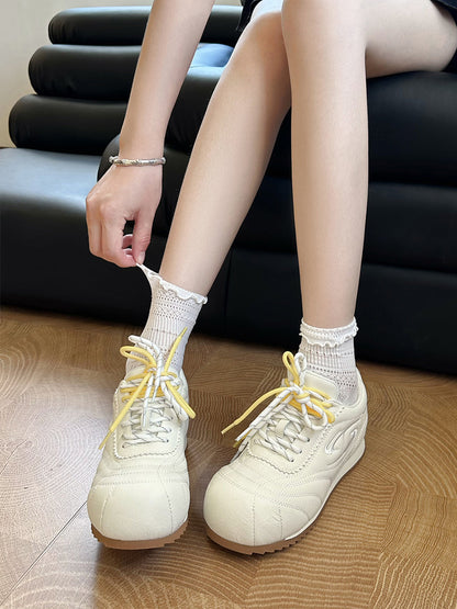 Double-Lace Metallic Low-Profile Trainers