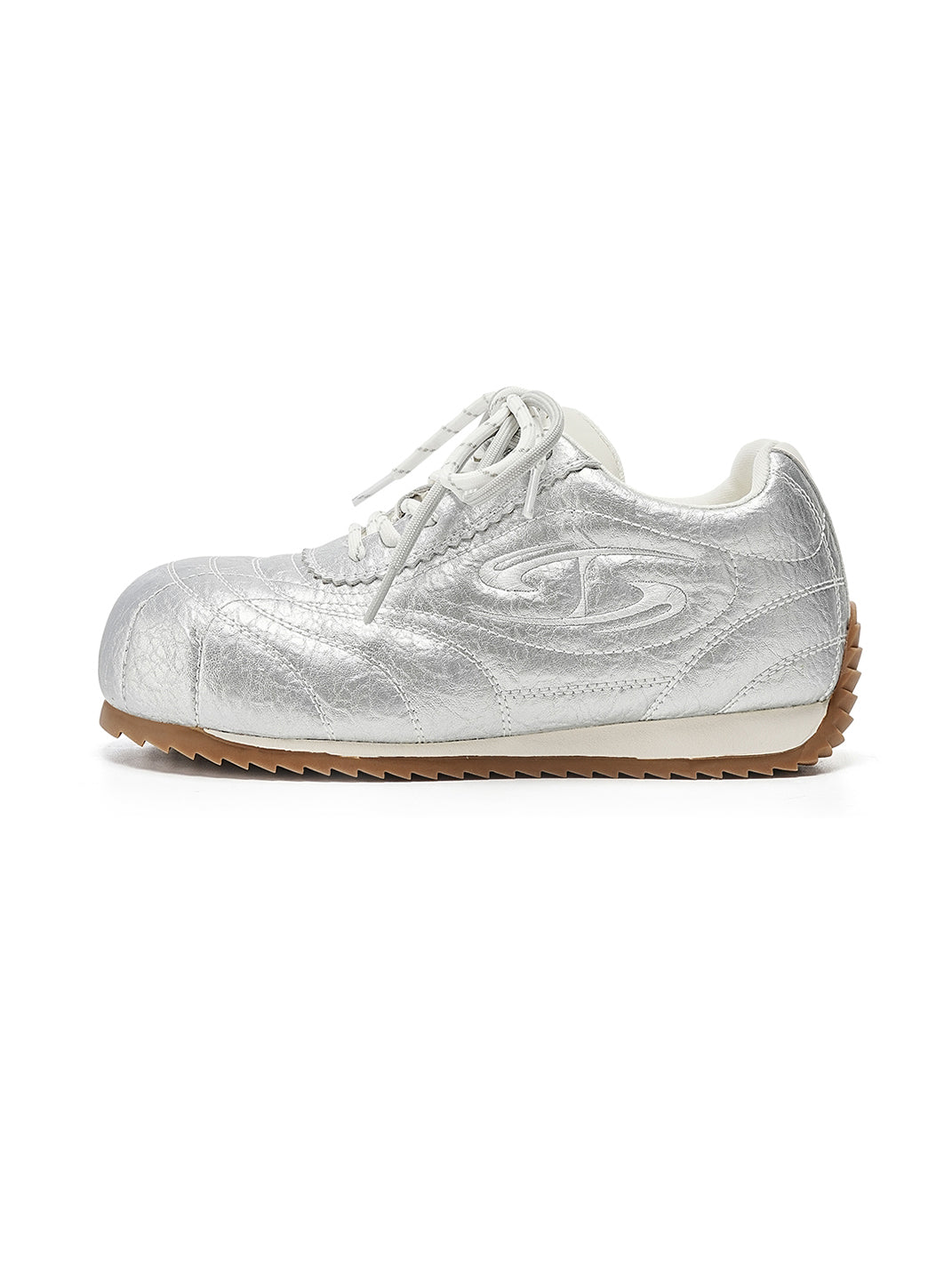 Double-Lace Metallic Low-Profile Trainers