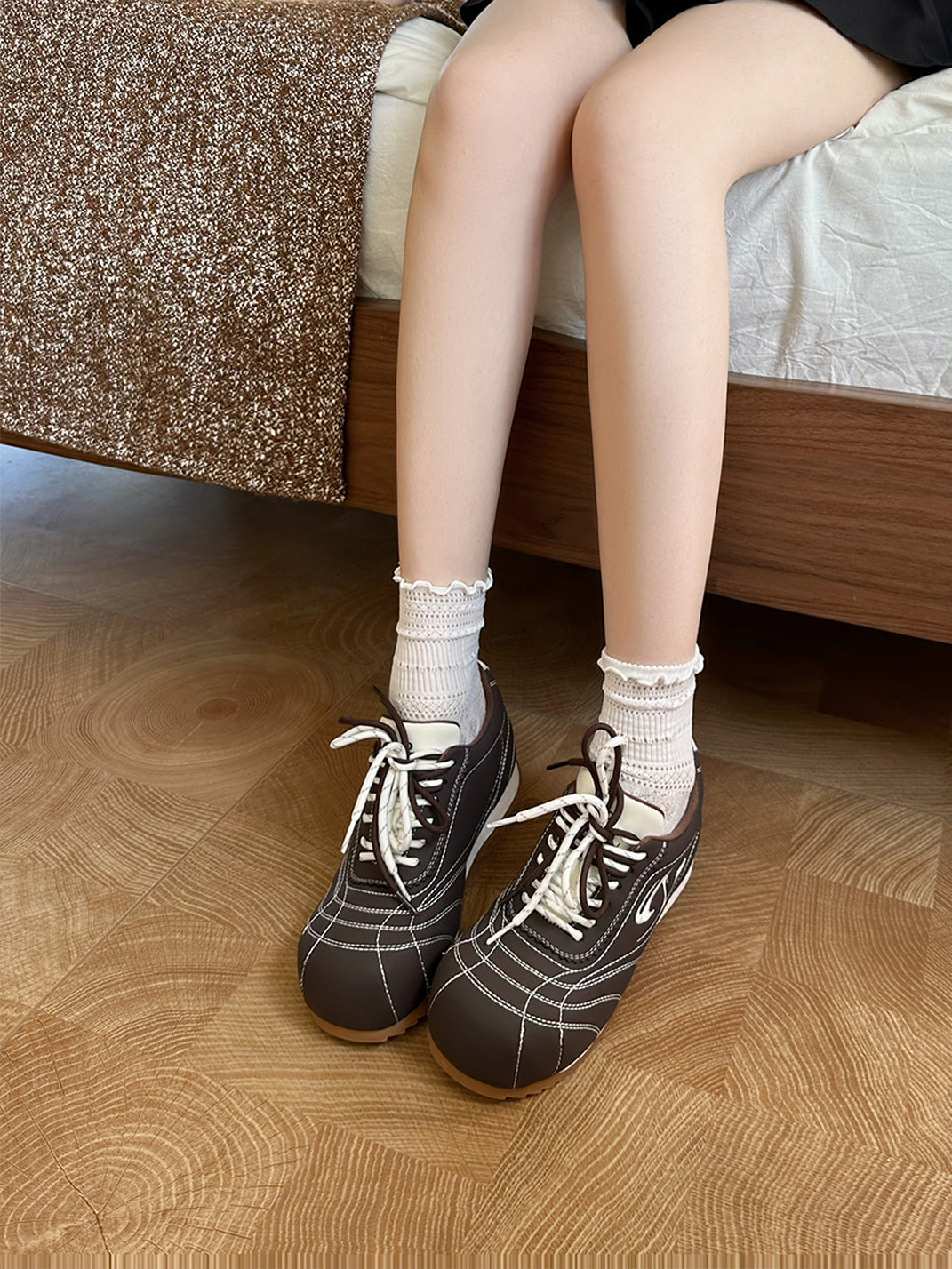Double-Lace Metallic Low-Profile Trainers
