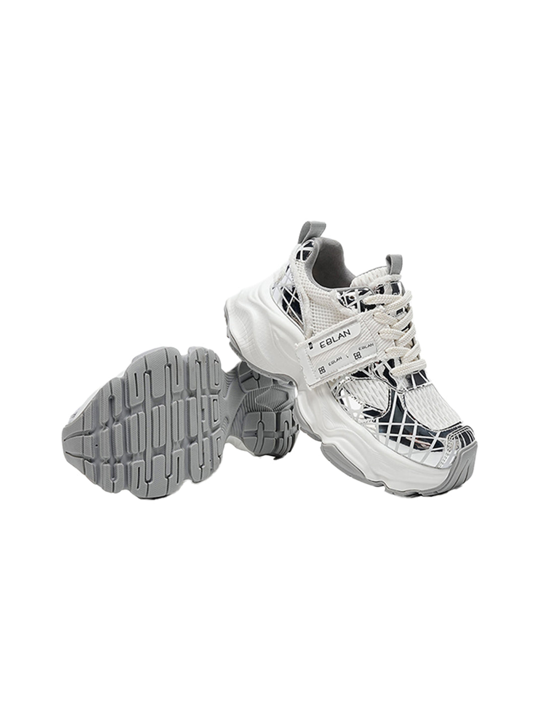 Metallic Silver Mesh Tech Runner Sneakers