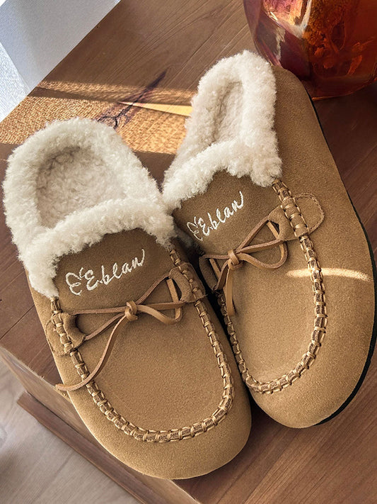 Plush-Lined Suede Moccasin Slippers