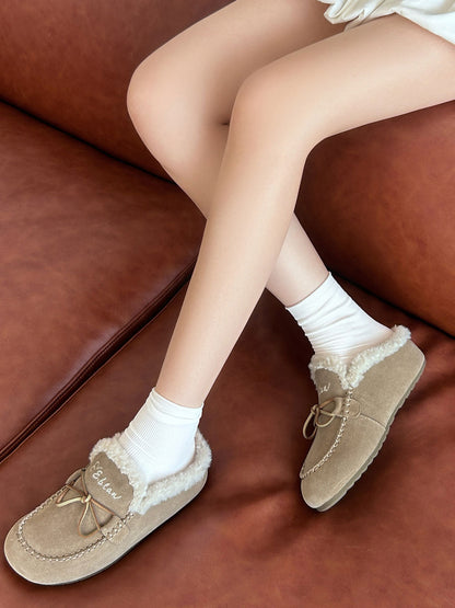 Plush-Lined Suede Moccasin Slippers