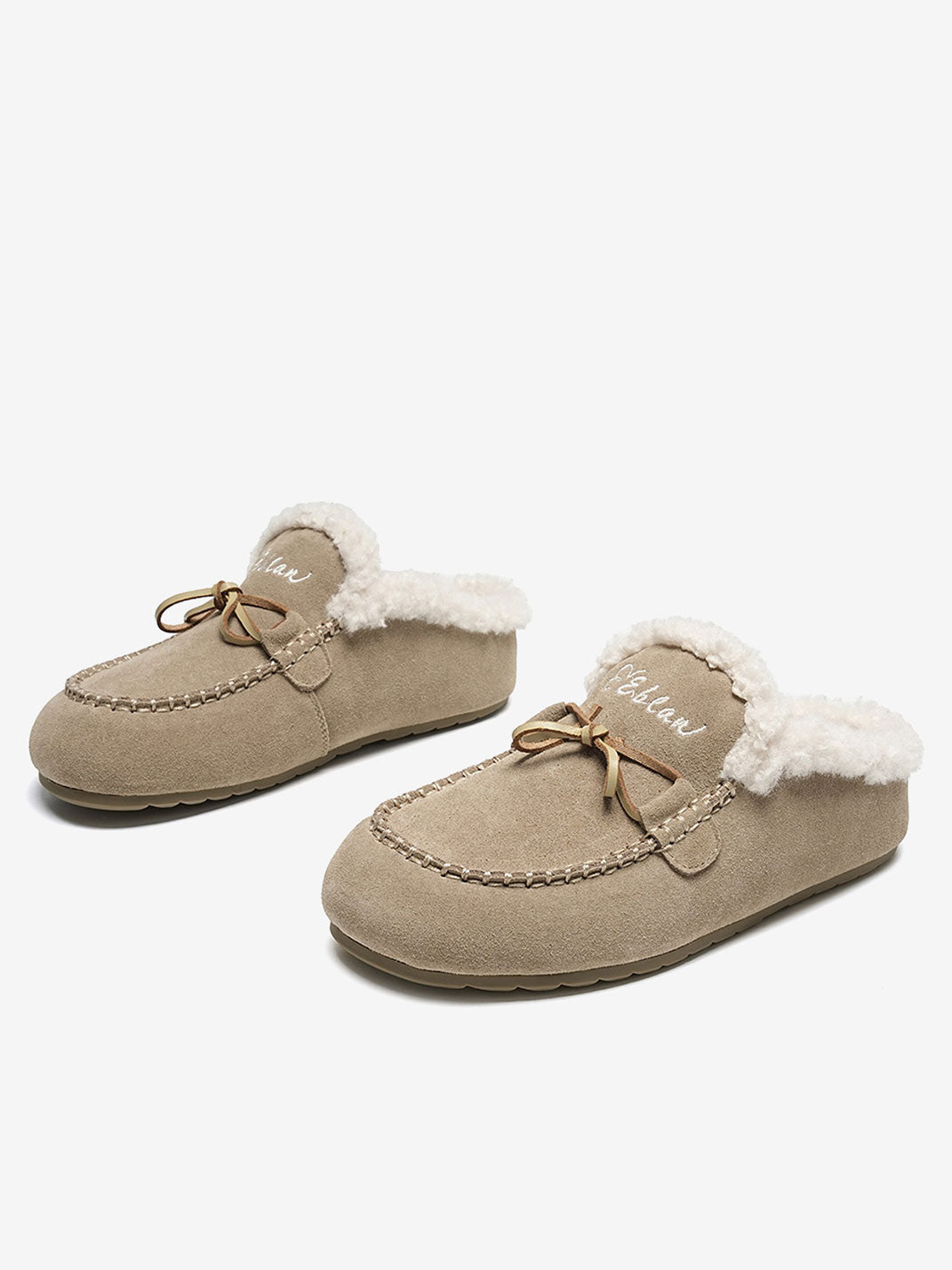 Plush-Lined Suede Moccasin Slippers