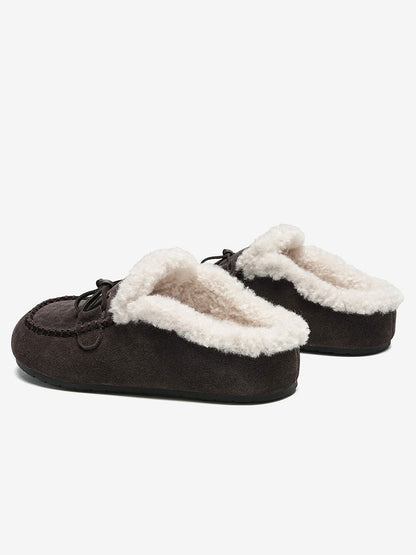 Plush-Lined Suede Moccasin Slippers