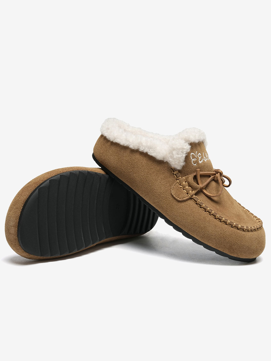 Plush-Lined Suede Moccasin Slippers