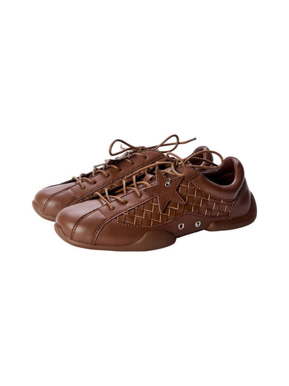 Star-Lace Low-Profile Leather Trainers