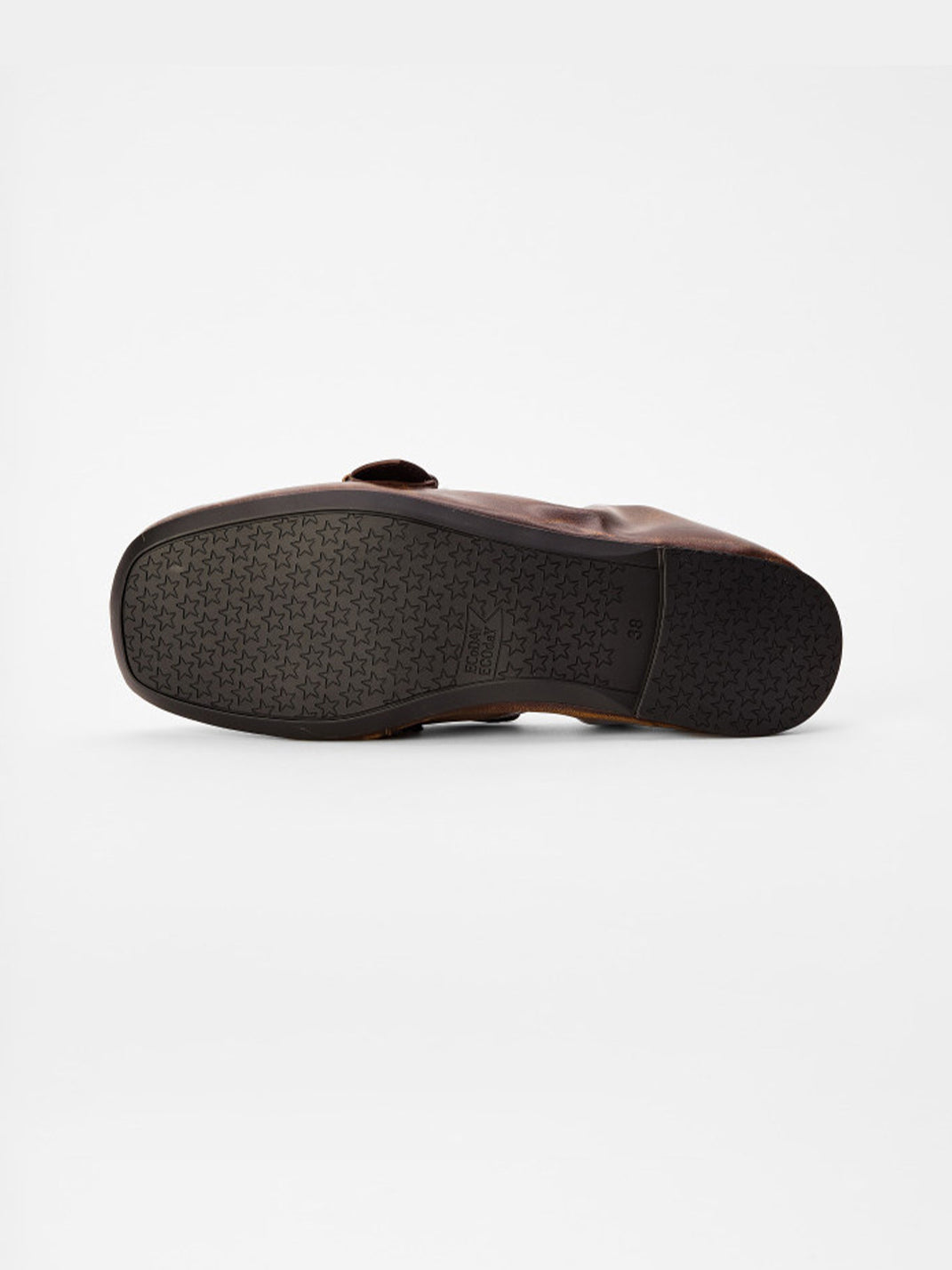 Burnished Ruched Leather Buckle Flats
