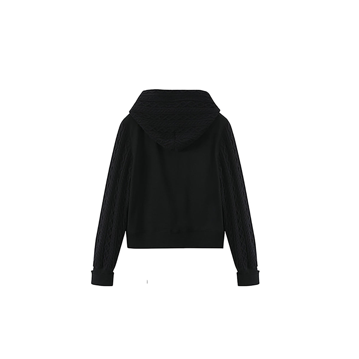 DONSMOKE Spliced Cable-Knit Zip-Up Hoodie