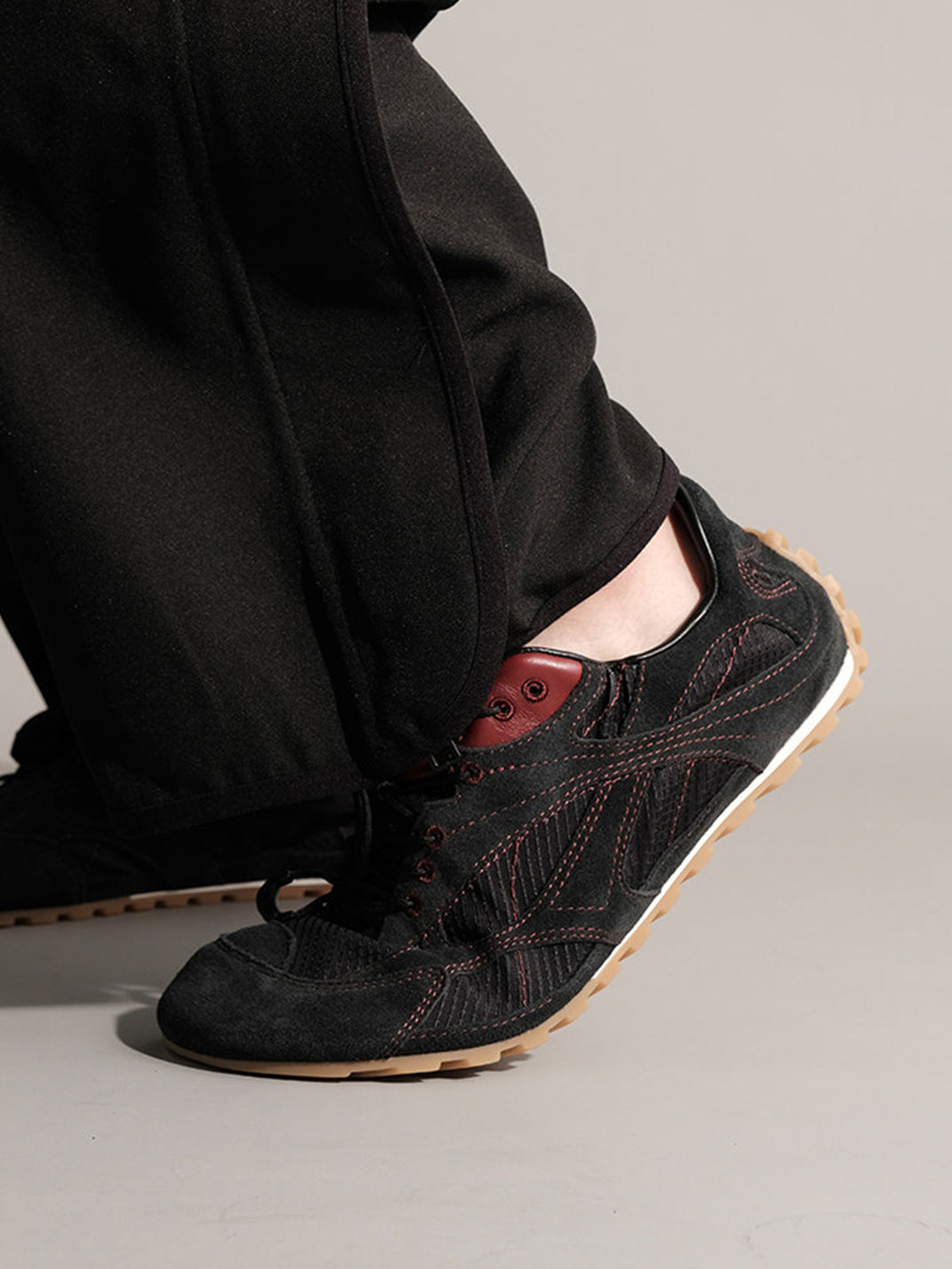 Paneled Nubuck Low-Profile Trainers