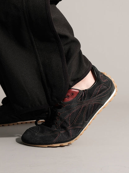 Paneled Nubuck Low-Profile Trainers