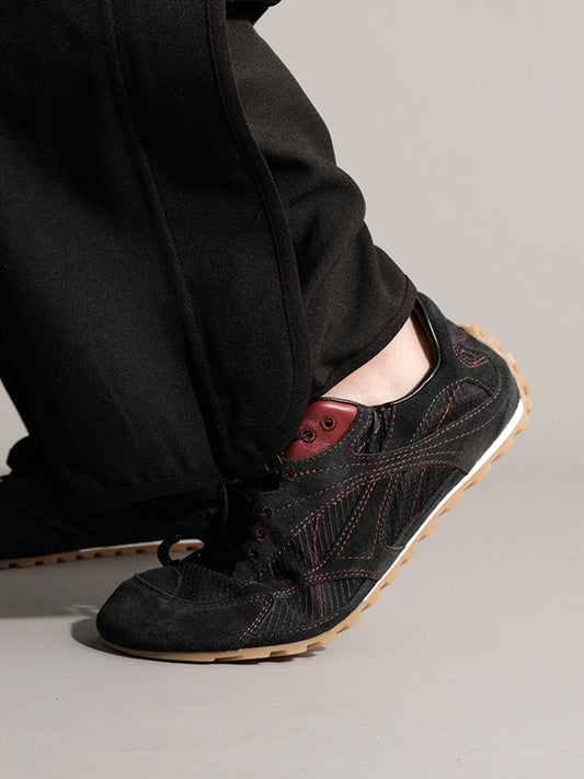 Paneled Nubuck Low-Profile Trainers