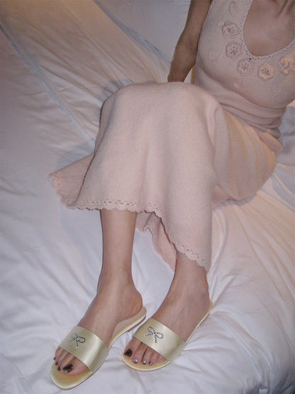 Rhinestone Bow Pastel Slide Sandals