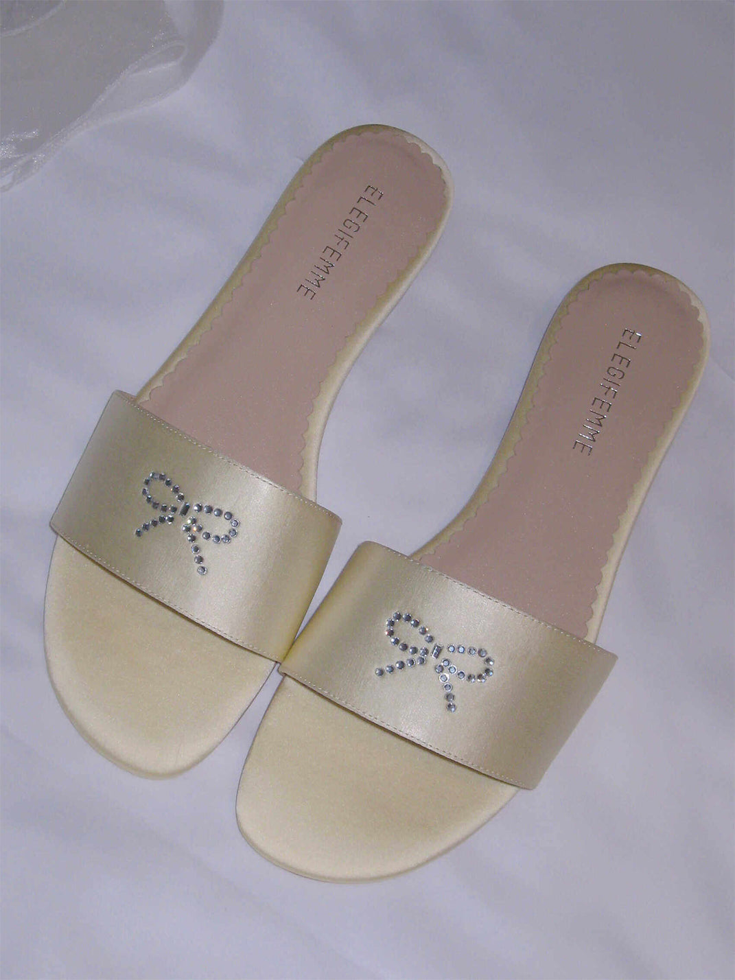 Rhinestone Bow Pastel Slide Sandals