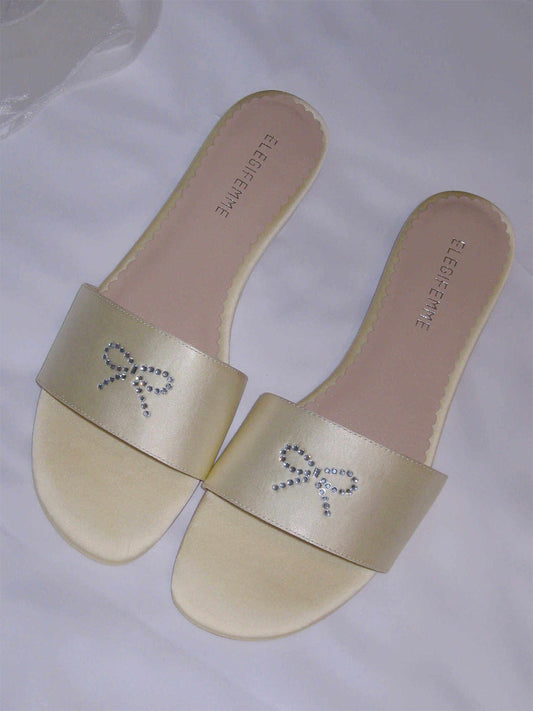 Rhinestone Bow Pastel Slide Sandals