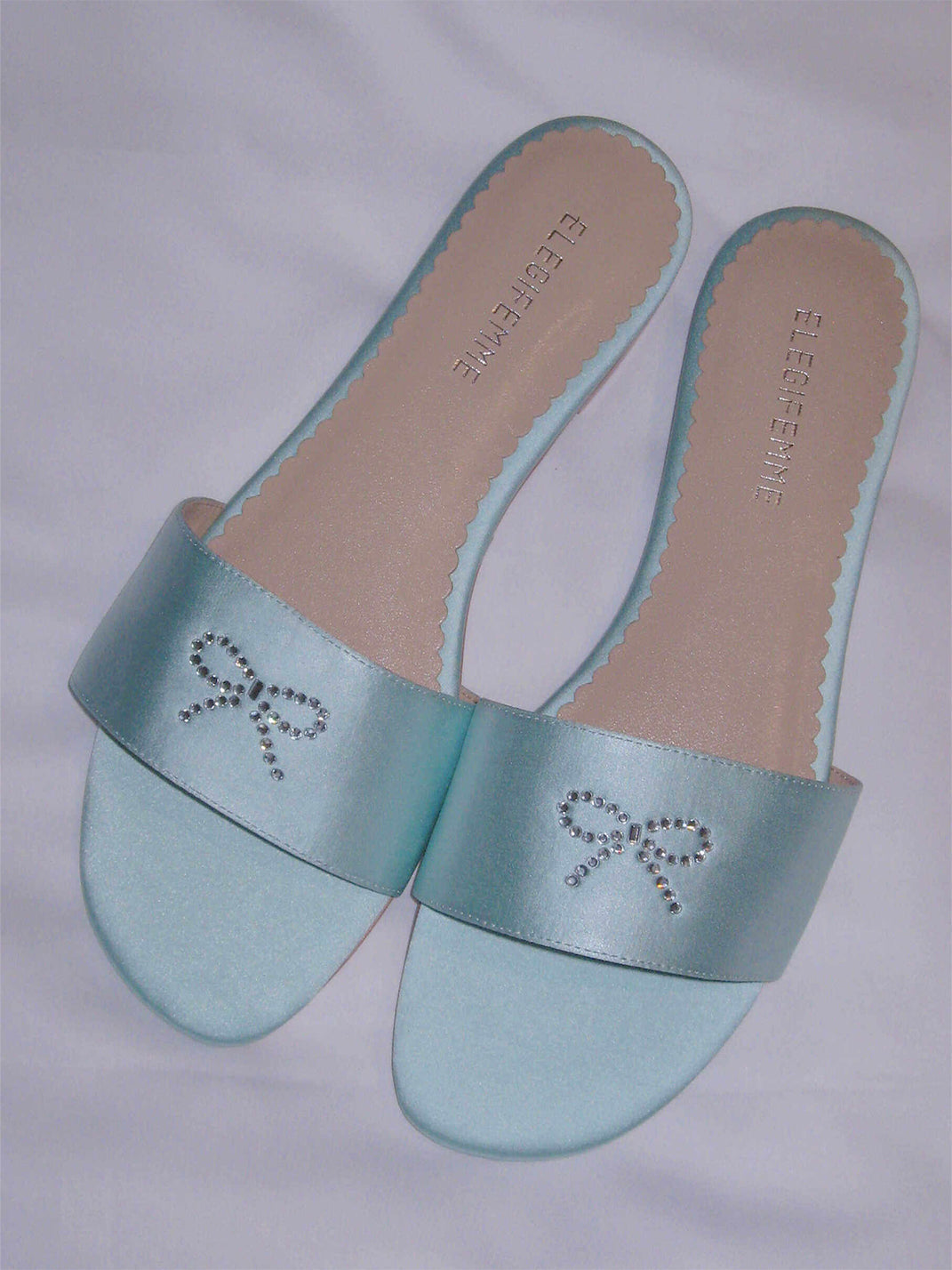 Rhinestone Bow Pastel Slide Sandals