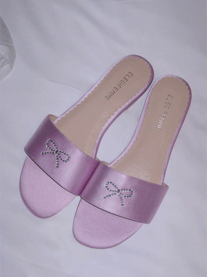 Rhinestone Bow Pastel Slide Sandals