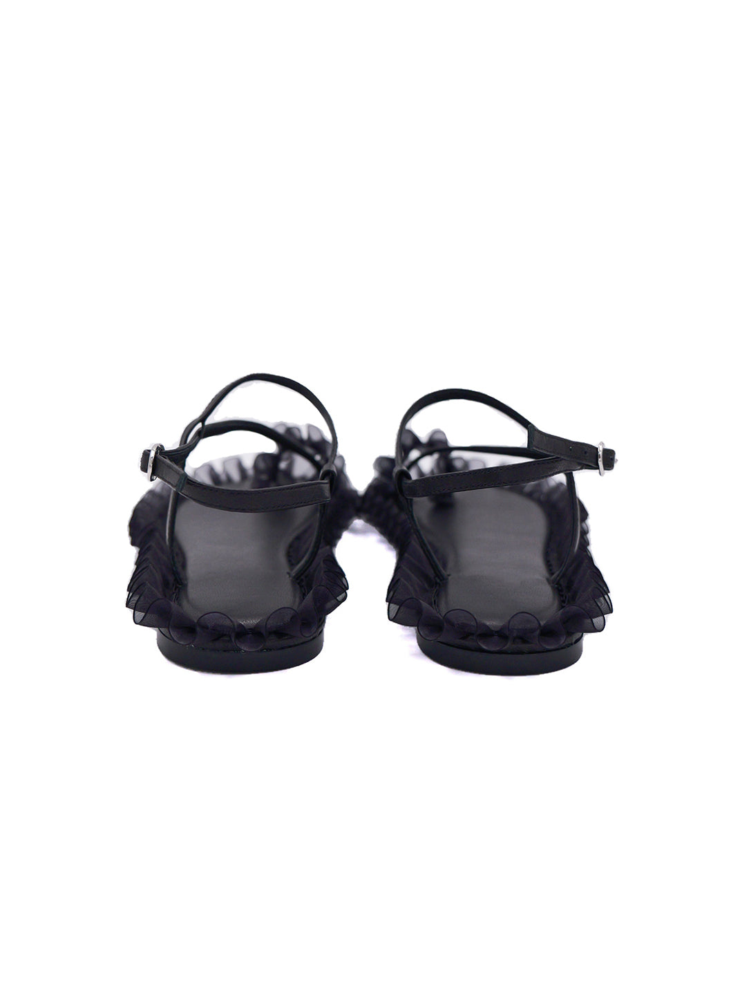 Ruffle-Trim Strappy Flat Sandals
