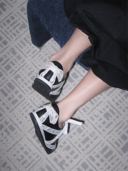 Floral-Lace Leather Low-Profile Sneakers