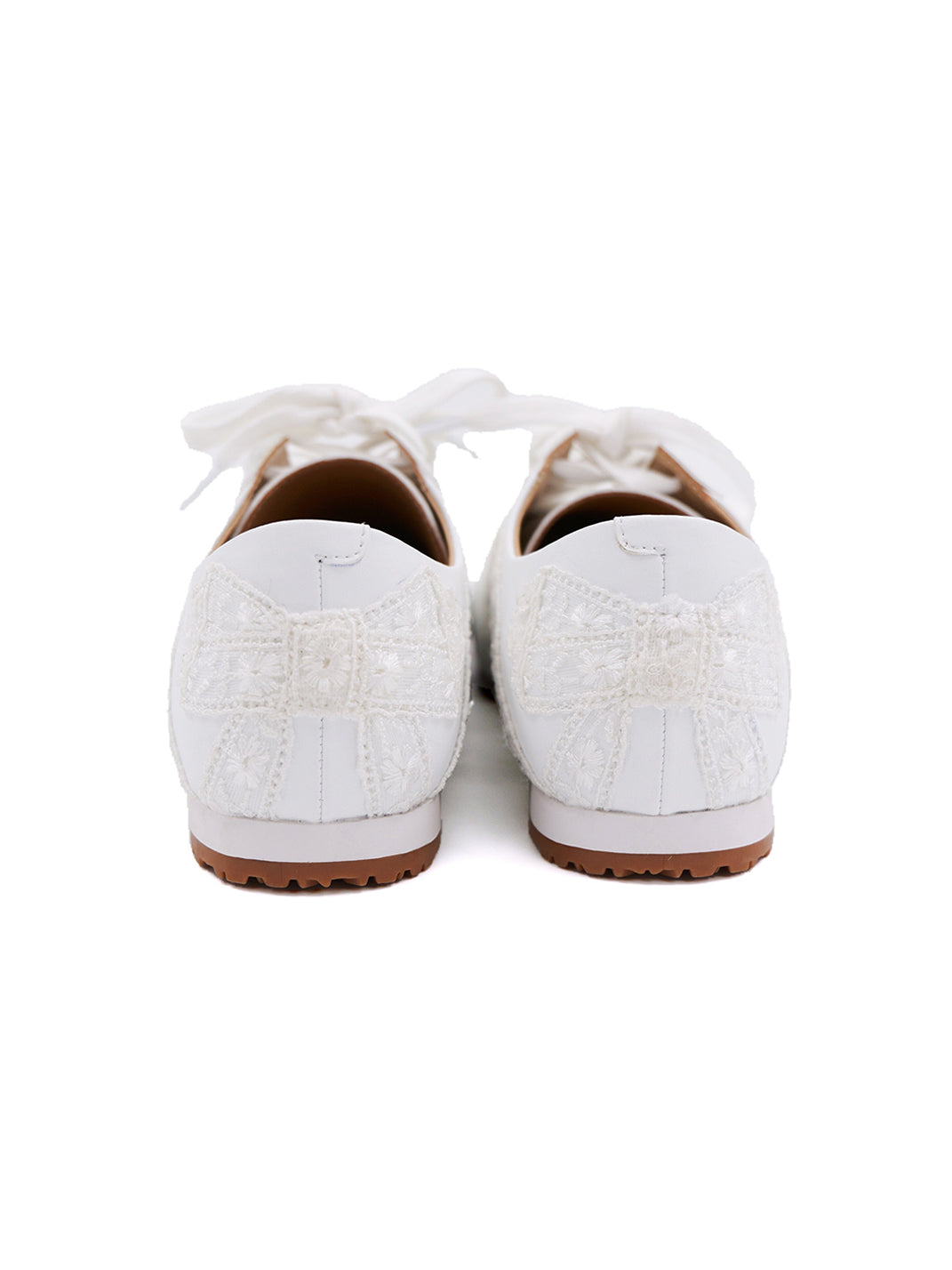 Floral-Lace Leather Low-Profile Sneakers
