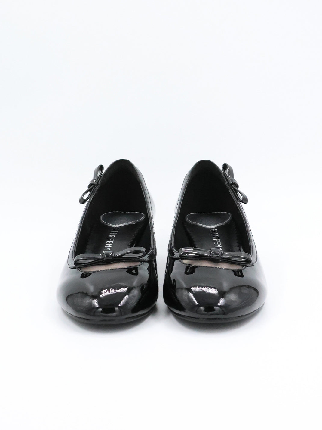 Black Patent Buckle Mid-Heel Pumps