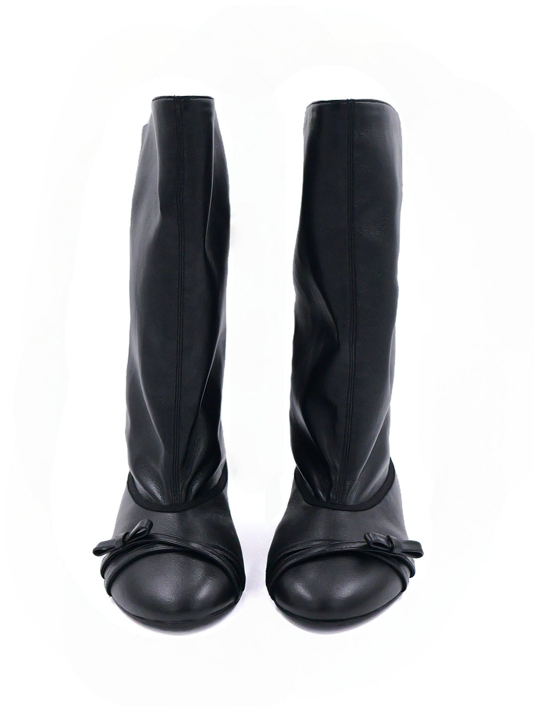 Pleated Foldover Mid-Calf Boots
