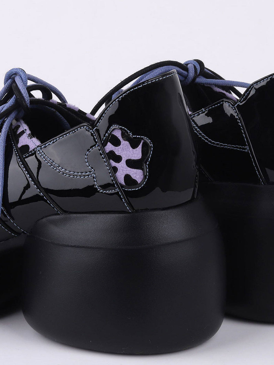Leopard-Trim Patent Platform Oxfords