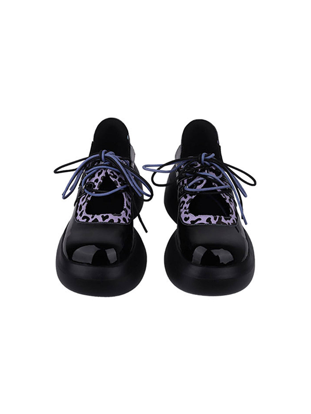 Leopard-Trim Patent Platform Oxfords
