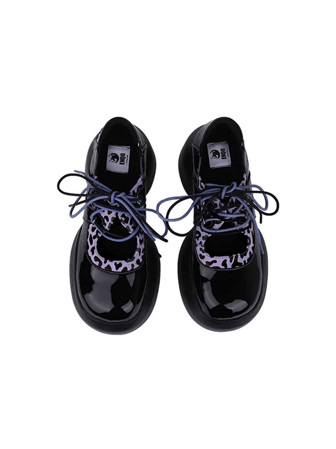 Leopard-Trim Patent Platform Oxfords