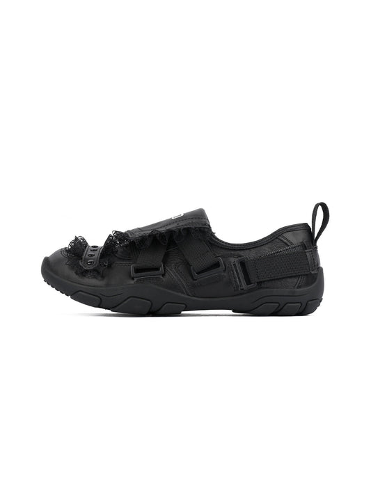 Lace-Panel Rivet Sport Sandals