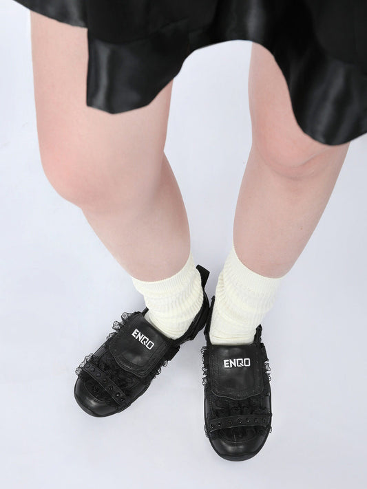 Lace-Panel Rivet Sport Sandals