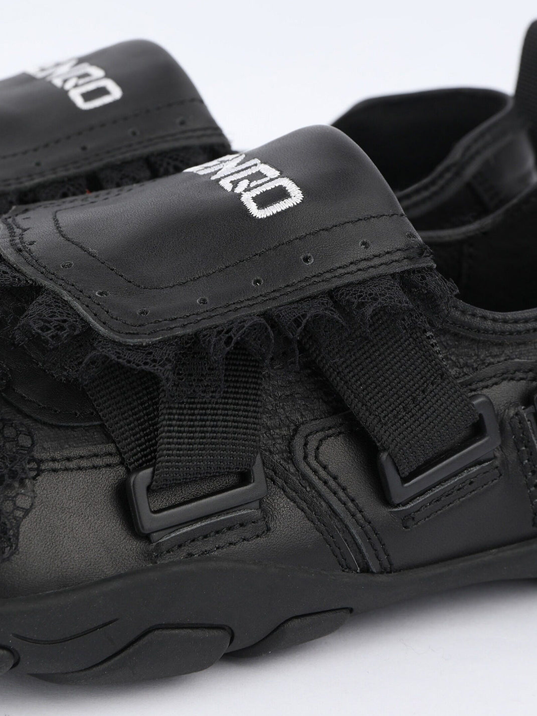 Lace-Panel Rivet Sport Sandals