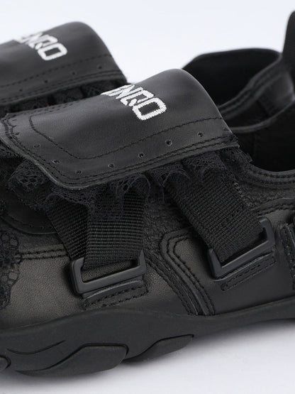 Lace-Panel Rivet Sport Sandals