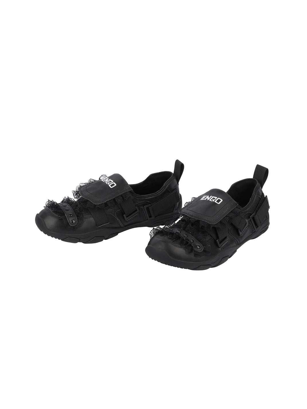 Lace-Panel Rivet Sport Sandals