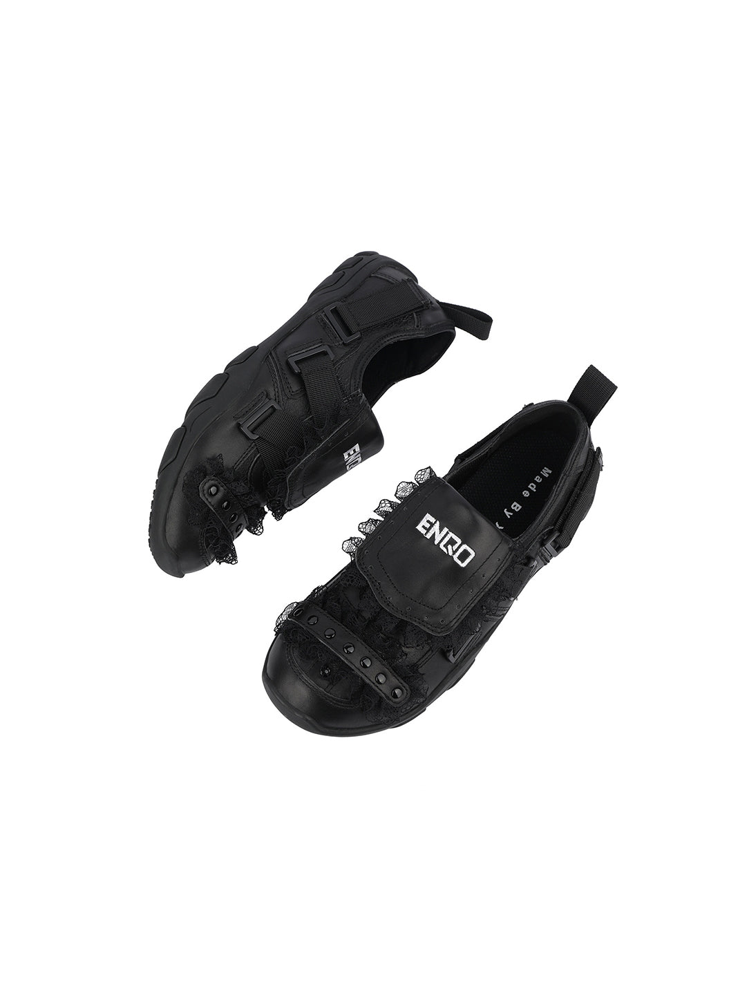 Lace-Panel Rivet Sport Sandals